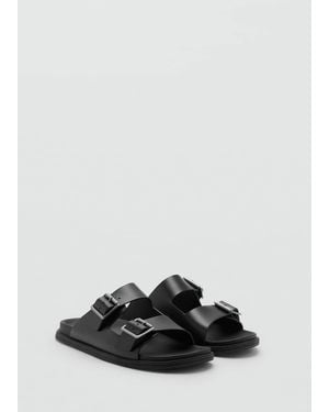 Mango Buckles Leather Sandal - White