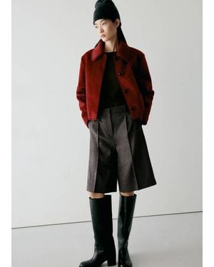 Mango Faux-Fur Jacket With Lapels - Red