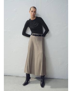 Mango Draped Combined T-Shirt - Gray