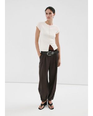 Mango Buttons Detail Knit Jumper - White