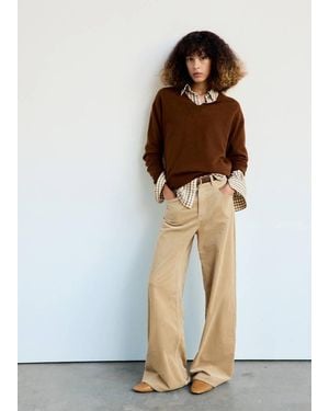 Mango Wide Leg Corduroy Trousers - Multicolour