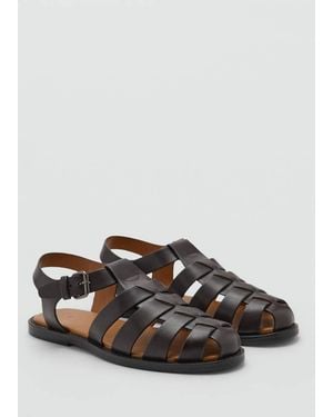 Mango 100% Leather Jelly Sandals - Brown