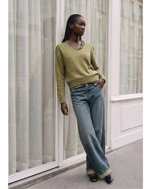 MANGO TEEN Knitted Jersey With Belt Loop Details - Green