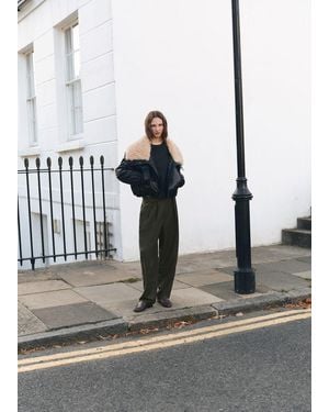 Mango Trousers With Pleats And Button Detail - Grey
