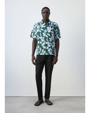 Mango 100% Cotton Printed Shirt - White