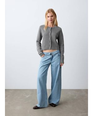 MANGO TEEN Knitted Button Cardigan - Grey