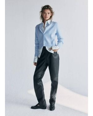 Mango Cardigan Laine Col Rond Bleu Ciel