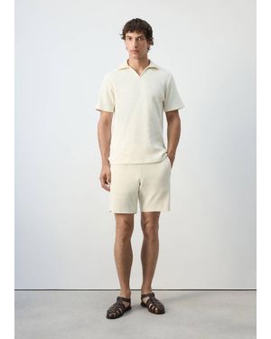Mango Bermuda 100% Cotone Texture Bianco Sporco - Neutro