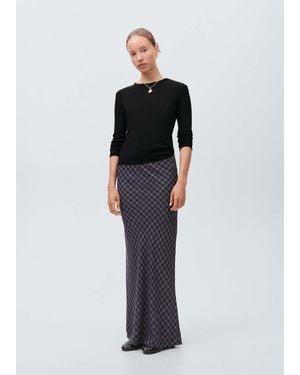 MANGO TEEN Long-Sleeved Knitted T-Shirt - Black