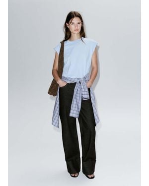 Mango Short-Sleeved Cotton T-Shirt - Blue