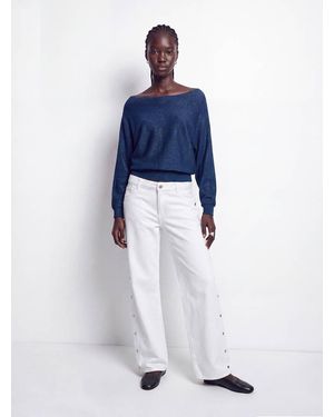 MANGO TEEN Boat Neck Lurex Jumper - White