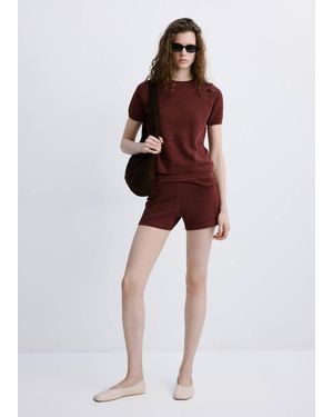 Mango Short-Sleeved Knitted Jumper - Red
