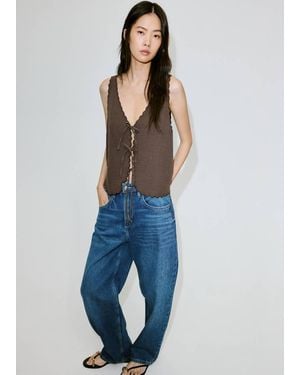 Mango Bambula Tie Top - Brown
