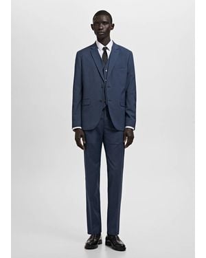 Mango Paris Slim Fit Suit Gilet - Blue