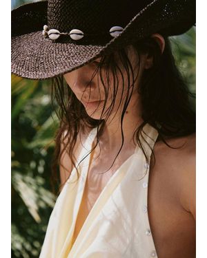 Mango Natural Fibre Hat With Shells - Green