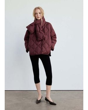 Mango Padded Anorak With Removable Scarf - Red