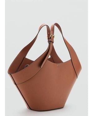 Mango Large Faux Shoulder Bag - Brown