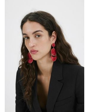 Mango Long Earrings With Circular Design - Black