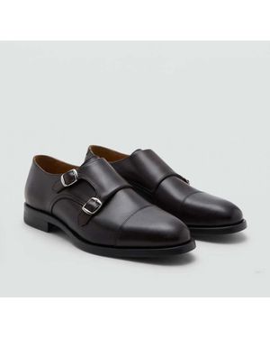Mango Double Buckle Leather Shoe - Grey