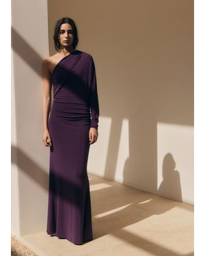 Mango Asymmetrical Dress With Gathered Body - Blue