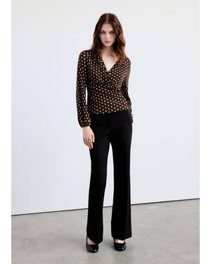 Mango Wickelbluse Mit Polka Dots - Weiß