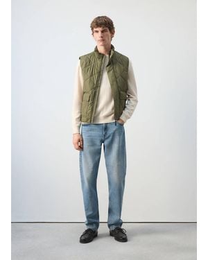 Mango Lightweight Quilted Water-Repellent Quilted Gilet - Green