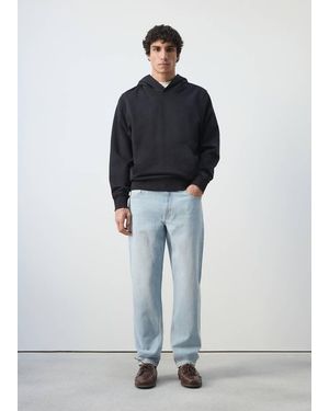 Mango 100% Lightweight Cotton Hooded Sweatshirt - Blue