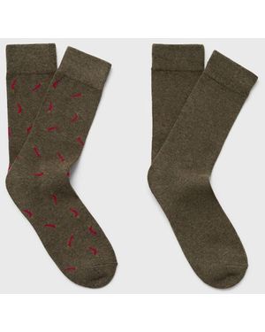 MANGO TEEN 2 Pack Printed Socks - Green