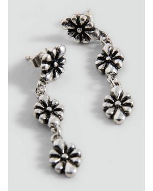MANGO TEEN Long Flower Earrings - Grey