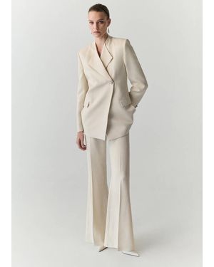 Mango Blazer Suit Lapel Detail - Natural