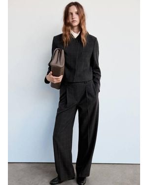 Mango Check Suit Trousers - Black