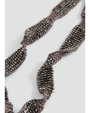 MANGO TEEN Beaded Mesh Collar Necklace - Black