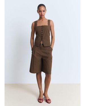 Mango Cotton Suit Bermuda Shorts - Brown