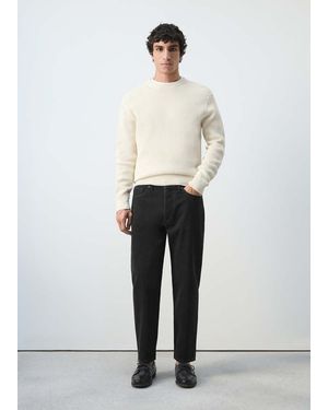 Mango Medium-Knit Microstructure Jumper - White