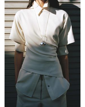 Mango Collar With Combined Geometric Adornments - Gray