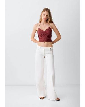 MANGO TEEN Ruched Cotton Top - White