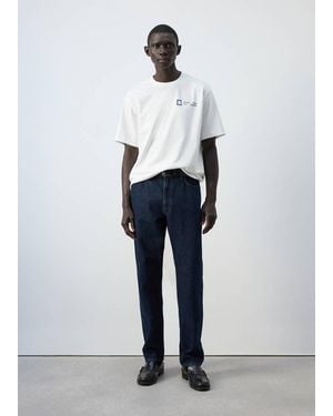 Mango 100% Cotton Printed T-Shirt - White