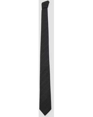 Mango Striped Wool-Blend Tie - Black