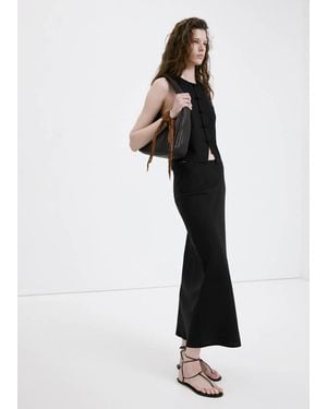 Mango Braided Shoulder Bag - Black