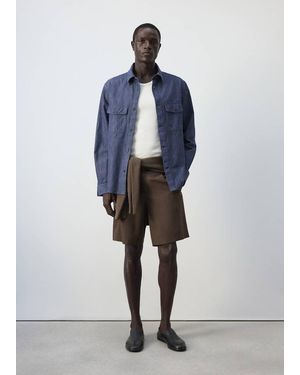 Mango Sovracamicia Denim 100% Cotone - Blu
