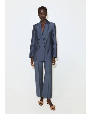 Mango Straight-Fit Lyocell Suit Jacket - Blue