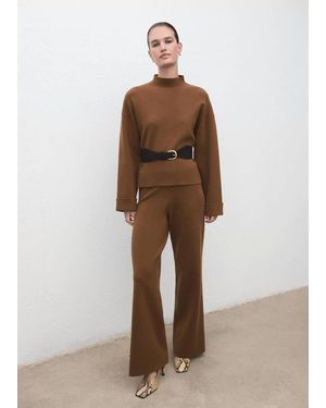 Mango Straight Knitted Pants - Brown