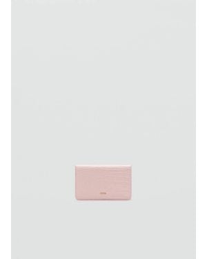 Mango Medium Wallet With Croc Effect - Pink