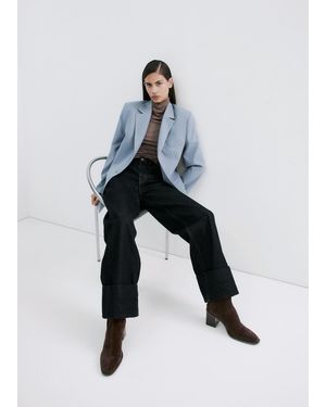 Mango Suede Block-Heel Boots - Brown