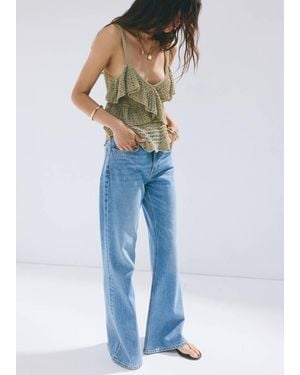 Mango Ruffled Crochet Top - Blue