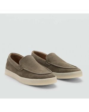 Mango Scarpe Pelle Crosta Di Cuoio Kaki - Neutro