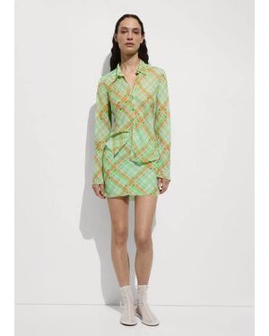 Mango Check-Print Shirt - Green