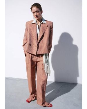Mango Striped Linen Suit Trousers - Pink
