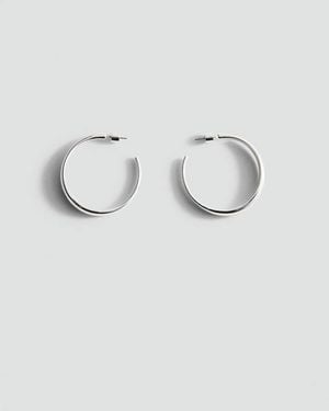 Mango Thin Hoop Earrings - Grey