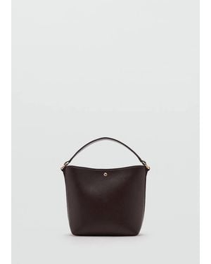 Mango Faux-Leather Bucket Handbag - Brown